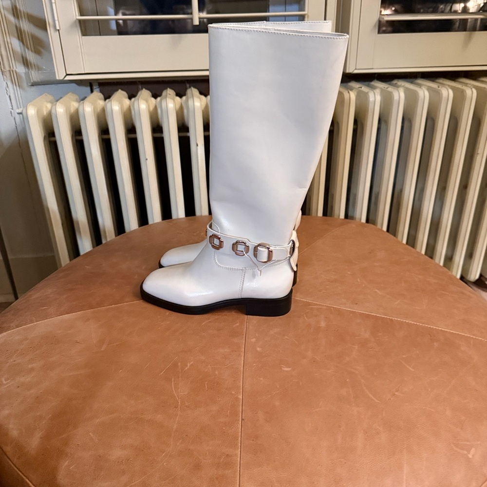 Larroude Cream Heeled Boots - Picture 13 of 16